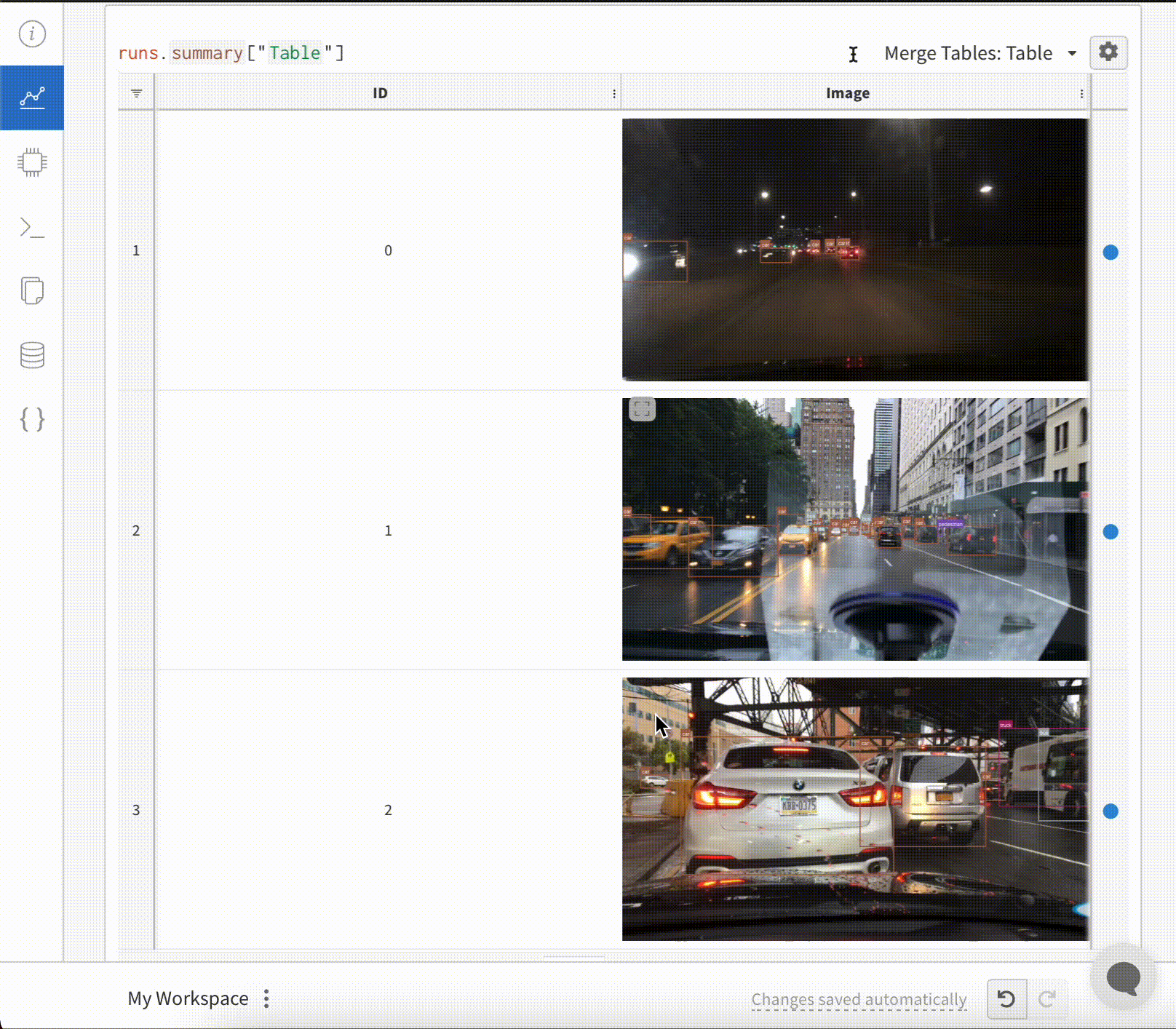 Tablesでのインタラクティブなバウンディングボックス